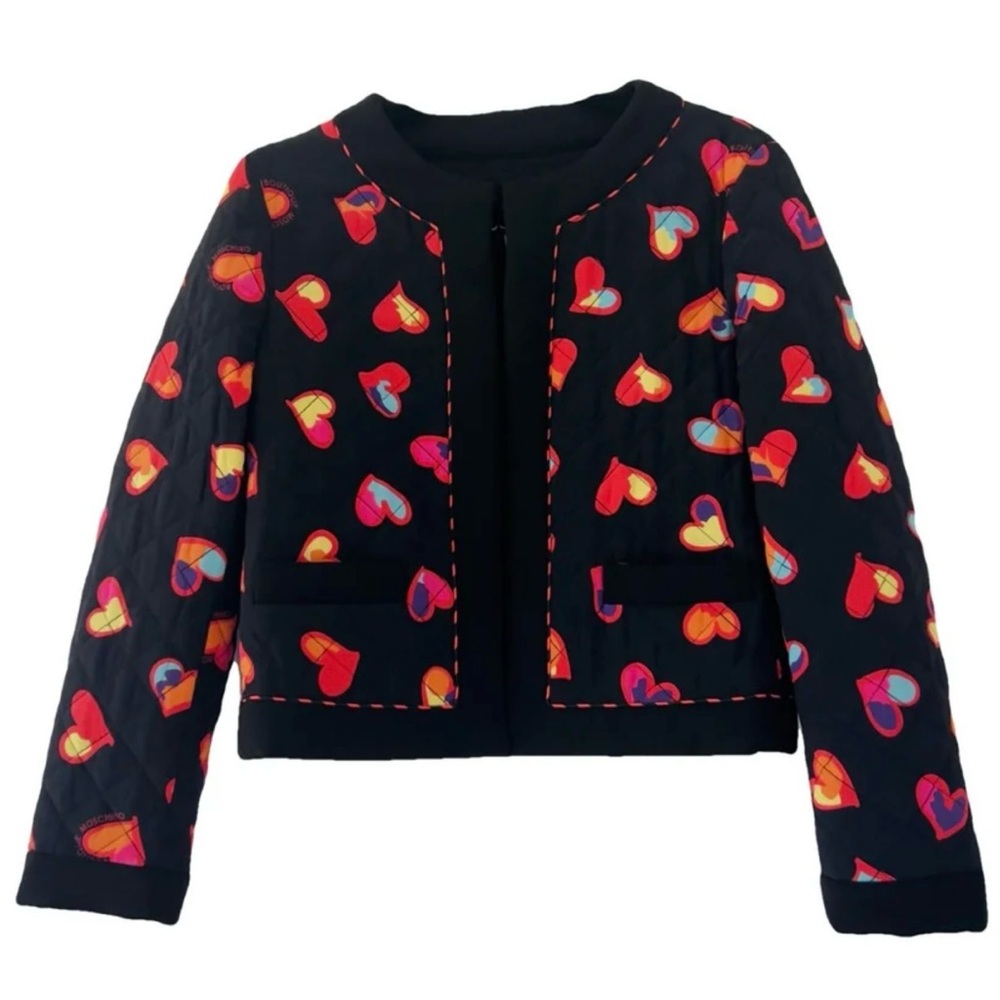 Boutique Moschino Multi-Colored Hearts Quilted Jacket Size 14 - Picture 4 of 11